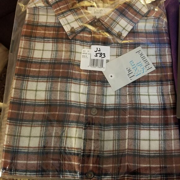 Men's Brown Beige Plaid Flannel Shirt Size Small Extra Soft JJ534 - Picture 3 of 6